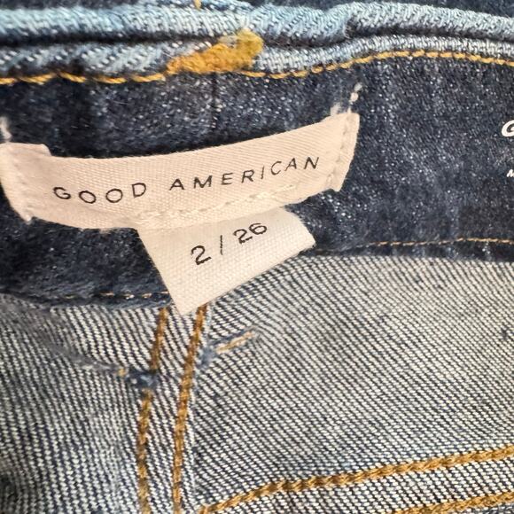 Good American Women's Blue Stretch Mid Rise Cotton Bootcut Jeans Size 2/26 - Picture 8 of 10